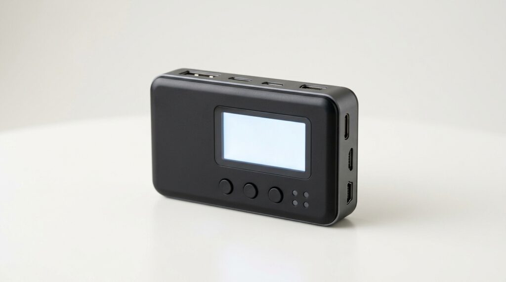 黒いディスプレイ付き多機能ハブ