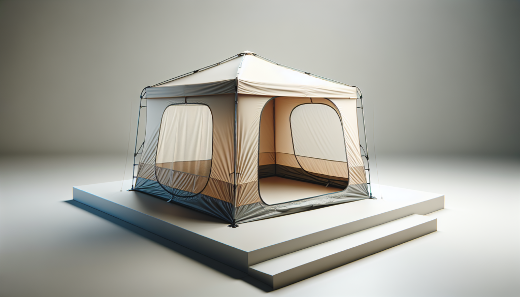 ベージュとグレーのキャンプテント
