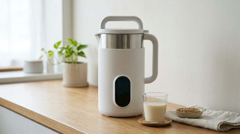 白い豆乳メーカーと豆乳、大豆