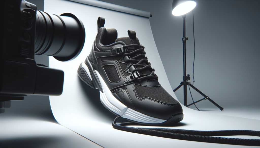 黒いスニーカーのスタジオ撮影