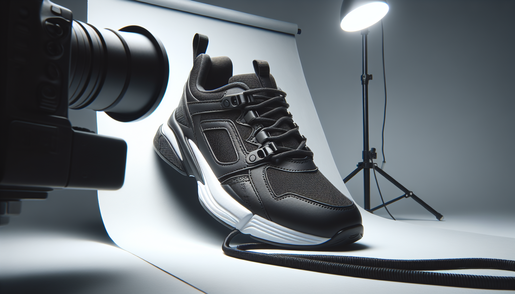 黒いスニーカーのスタジオ撮影