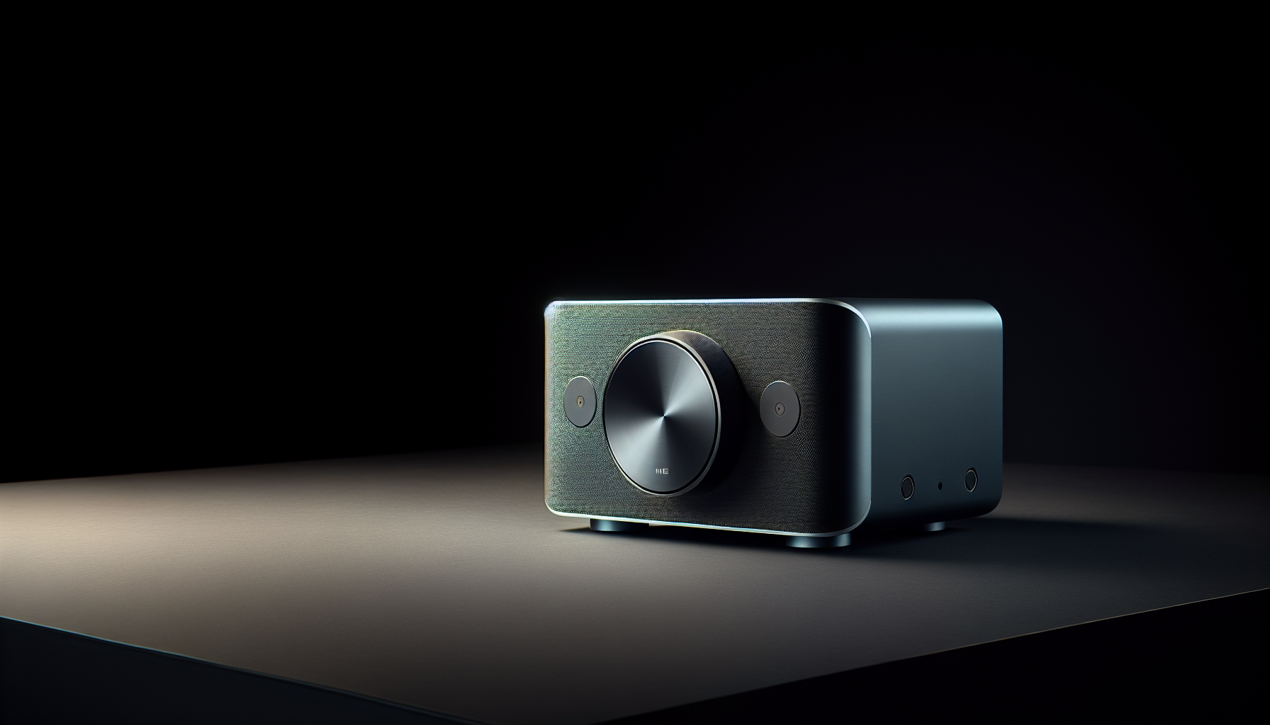 黒い金属とメッシュのオーディオ機器