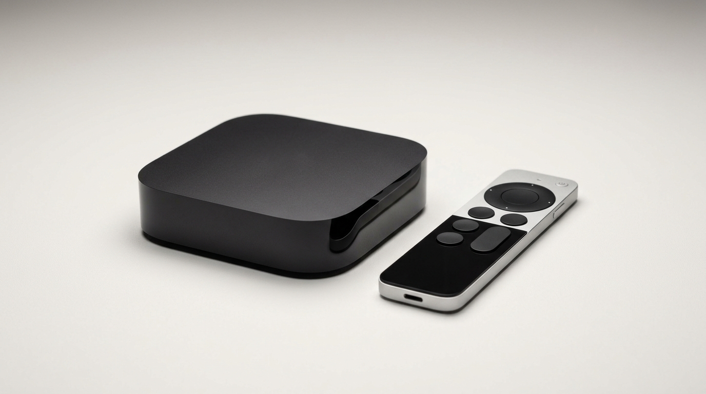 黒いApple TVとリモコン