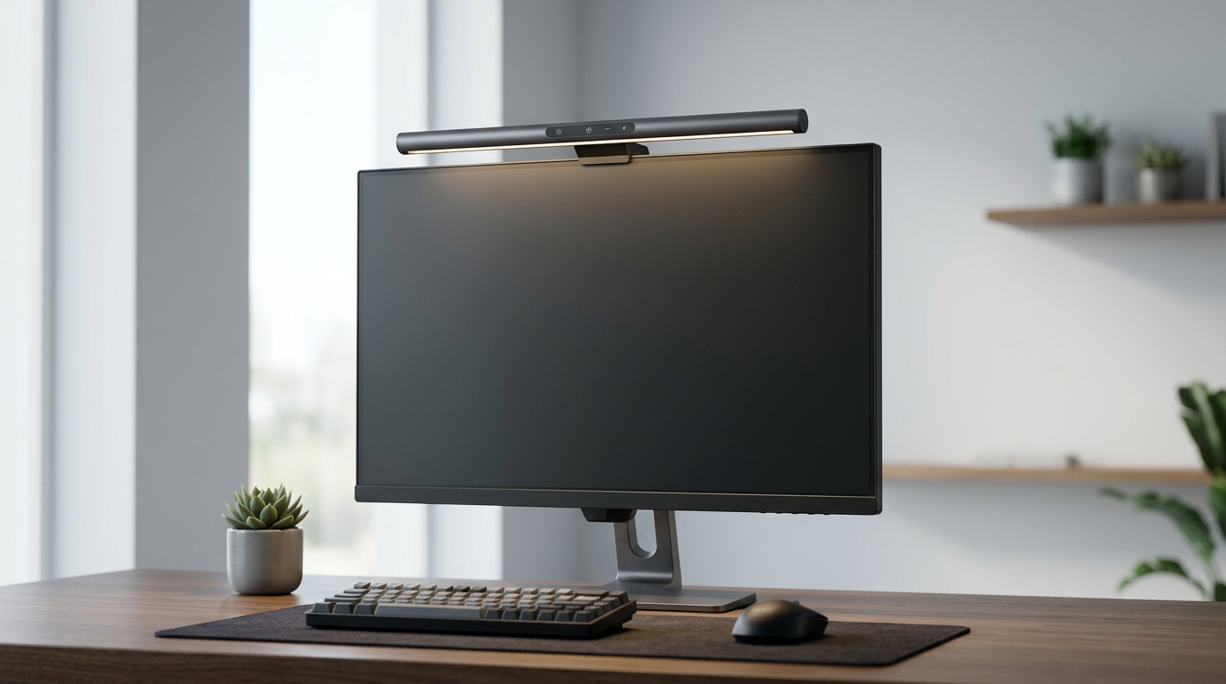 PCモニター、キーボード、マウスのある机