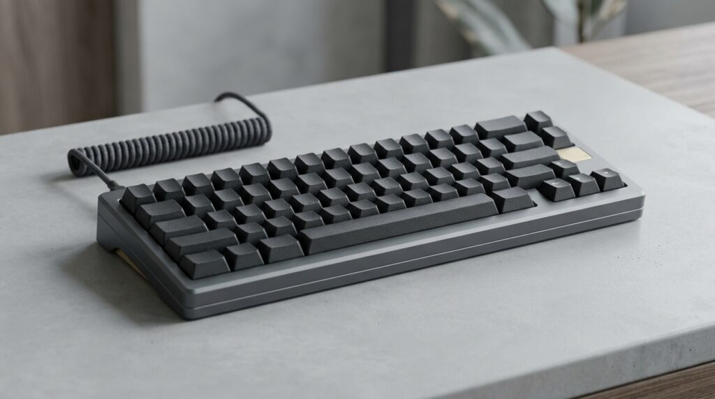 グレーの有線キーボード
