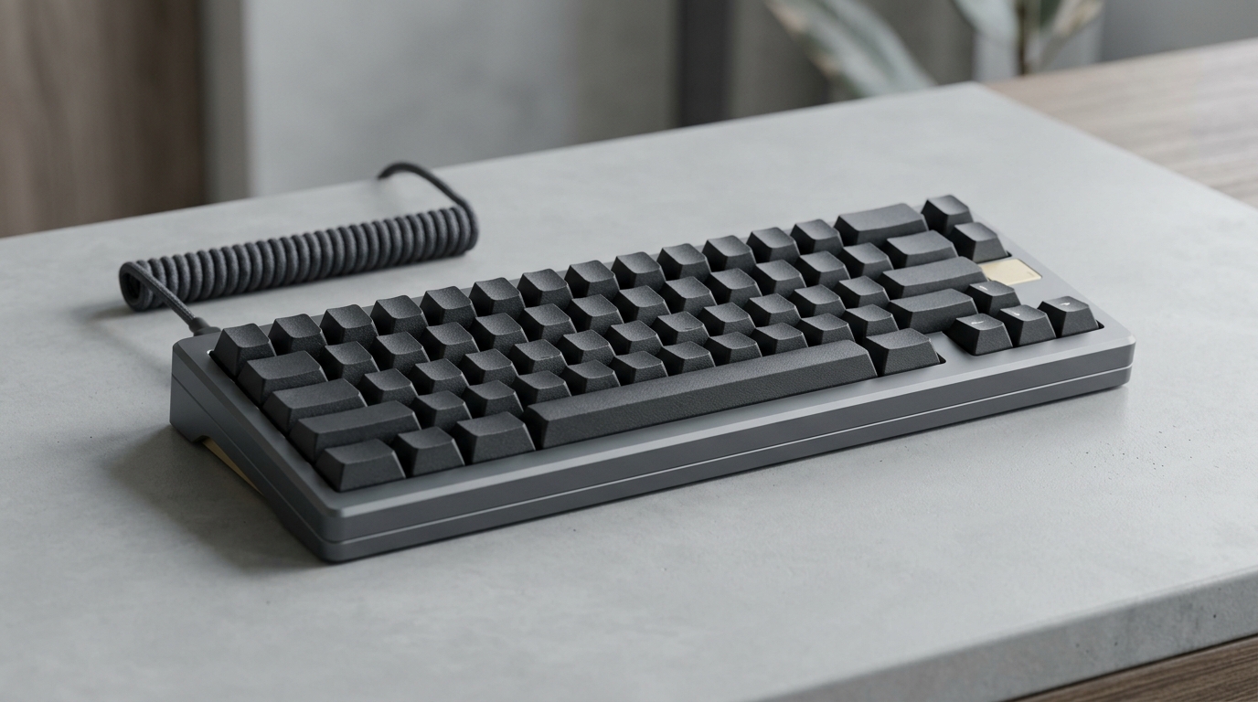 グレーの有線キーボード
