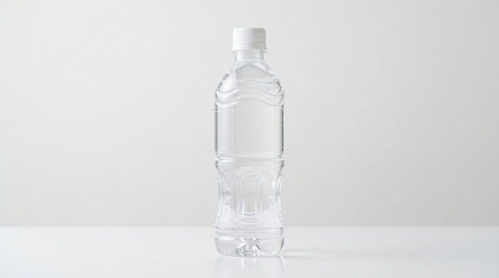 白いキャップの透明な水のペットボトル