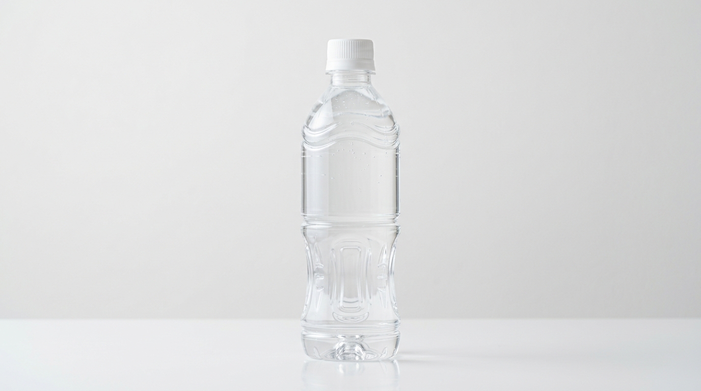 白いキャップの透明な水のペットボトル