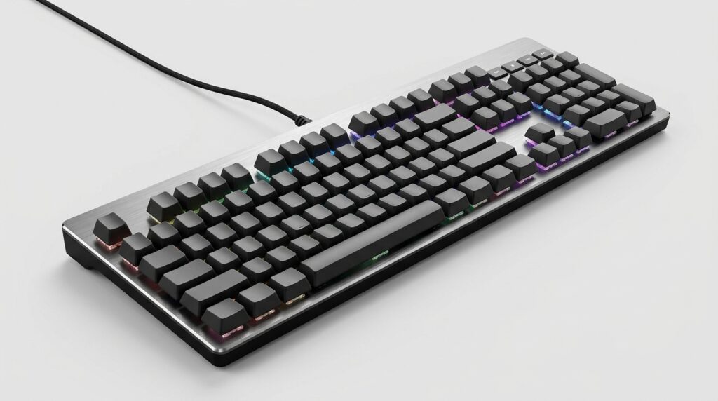 銀天板と黒キーのRGBメカニカルキーボード