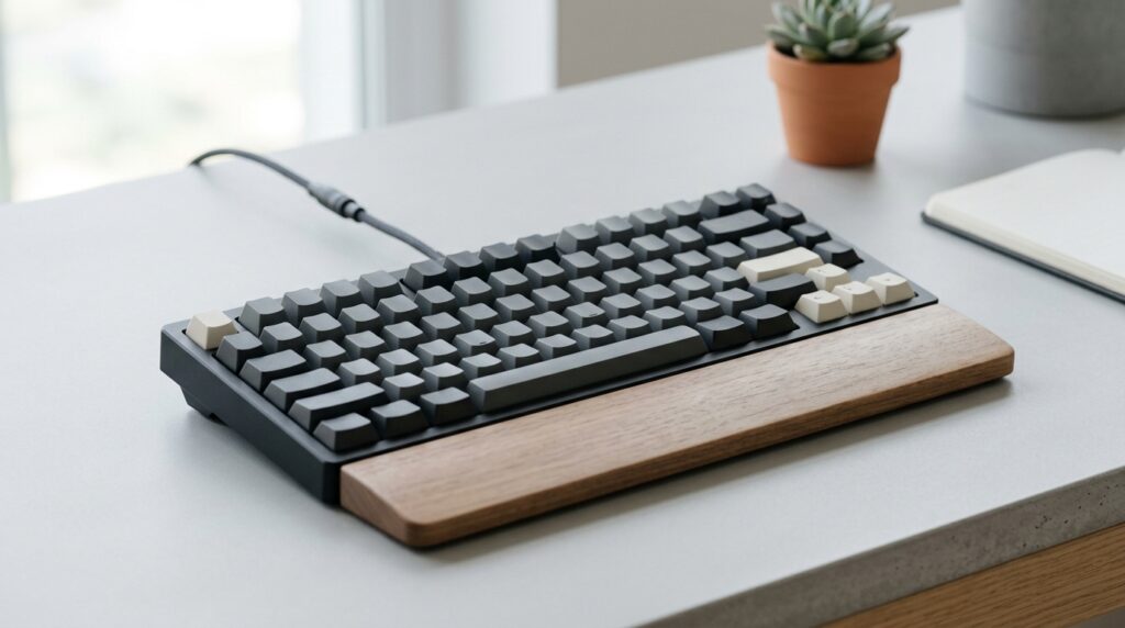 メカニカルキーボードと木製リストレスト