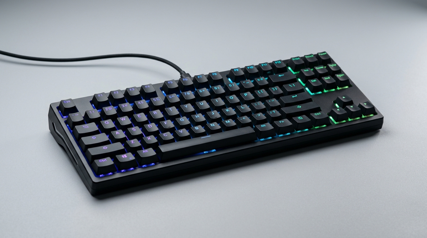 黒い有線RGBキーボード