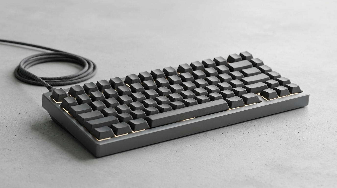 ダークグレーの有線メカニカルキーボード
