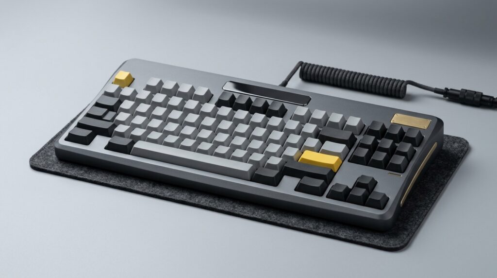 グレーと黄色のメカニカルキーボード