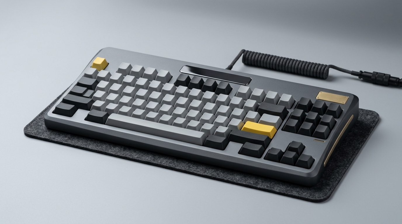 グレーと黄色のメカニカルキーボード