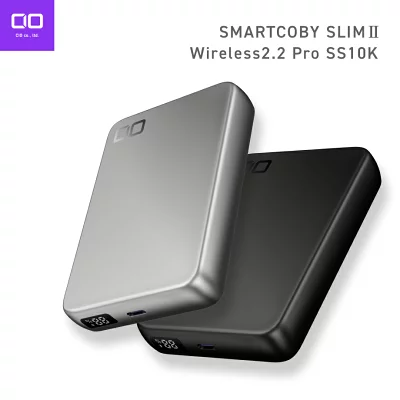 灰黒のワイヤレスモバイルバッテリー2個