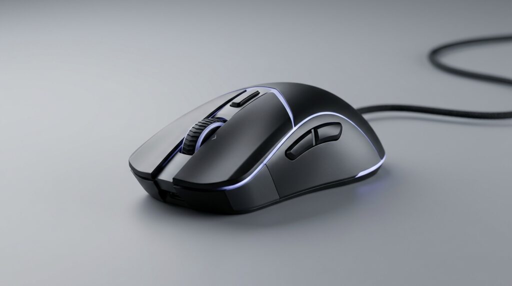黒い光るゲーミングマウス