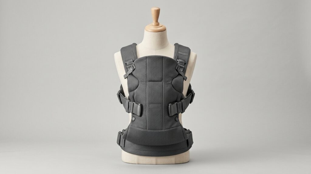 チャコールグレーのベビーキャリア