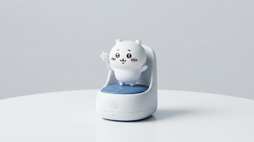 星の杖を持つ白いキャラ型機器
