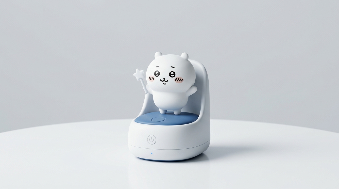 星の杖を持つ白いキャラ型機器