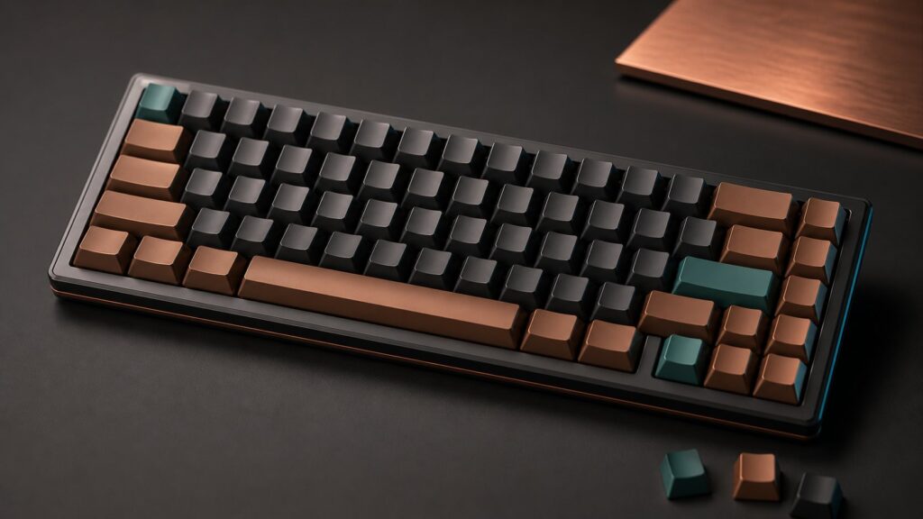 黒と銅色のカスタムキーボード