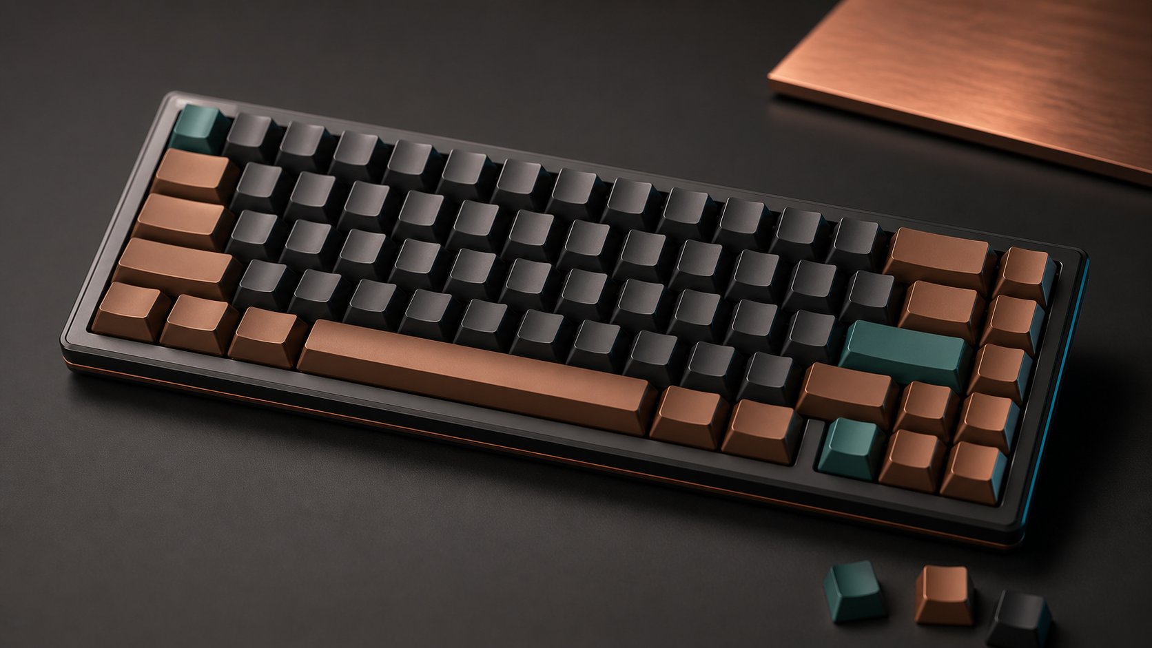 黒と銅色のカスタムキーボード
