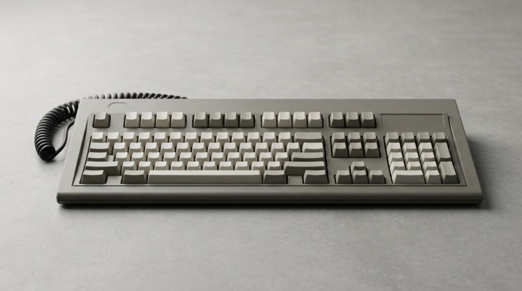 レトロな灰色のキーボード