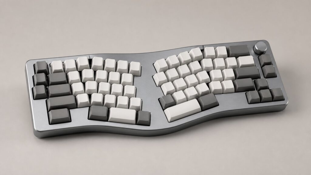 灰色の分割型メカニカルキーボード
