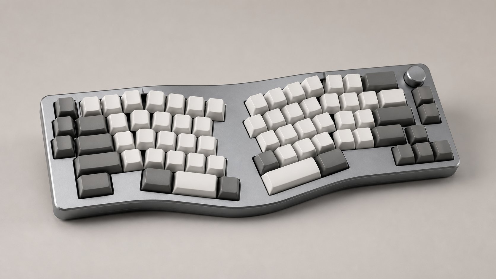 灰色の分割型メカニカルキーボード