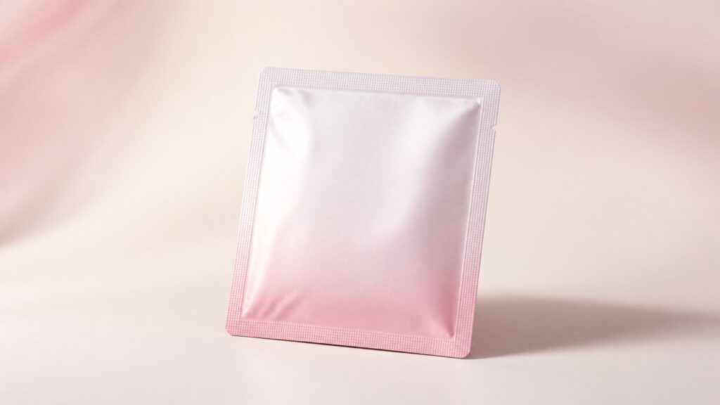 ピンク色の小さな化粧品パウチ